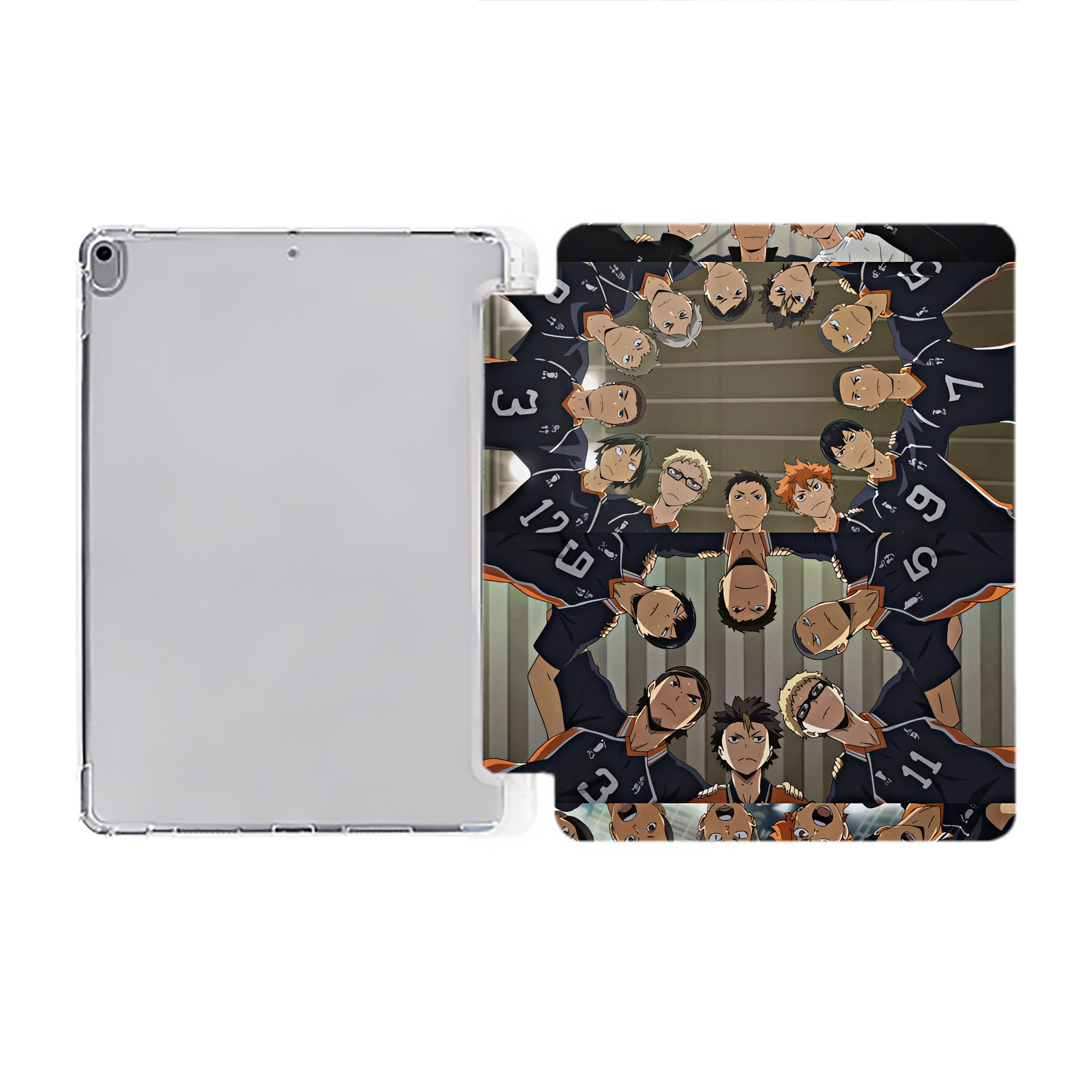 （画像用） ハイキュー!! Haikyu!! IPad ケース ペン収納付き 三つ折りスタンド PUレザー×シリコン 対応機種9.5/10.5/10.9インチ